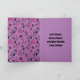 Purple pumpkin and fall flower personalized  invitation