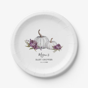 Purple Pumpkin Baby Shower Paper Plate