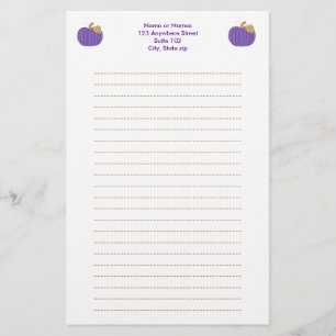 Purple Pumpkin Gold Leaf, Lined stationery
