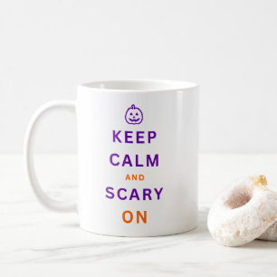 Purple Pumpkin Keep Calm and Scary On Halloween  Coffee Mug