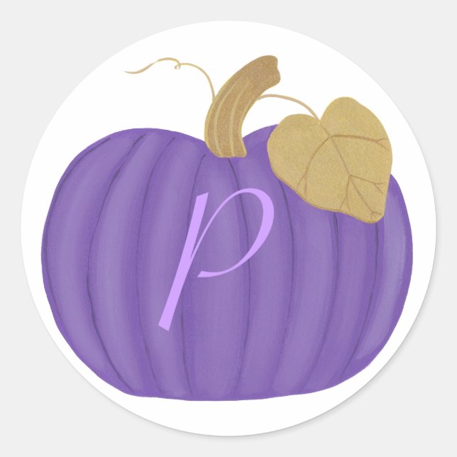 Purple Pumpkin Monogram Wedding Seals (Front)