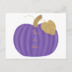 Purple Pumpkin Save the date Postcards for Wedding