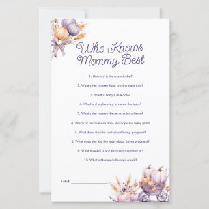 Purple Pumpkin Who Knows Mom Best Baby Shower Game