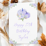 Purple Pumpkins Floral Happy Birthday Card<br><div class="desc">This cute and whimsical birthday card can be personalized with a name or title such as daughter, granddaughter, niece, friend etc. The design features pastel purple pumpkins and beautiful floral arrangements. The text combines handwritten script and modern sans serif fonts for a stylish and modern look. This is perfect for...</div>