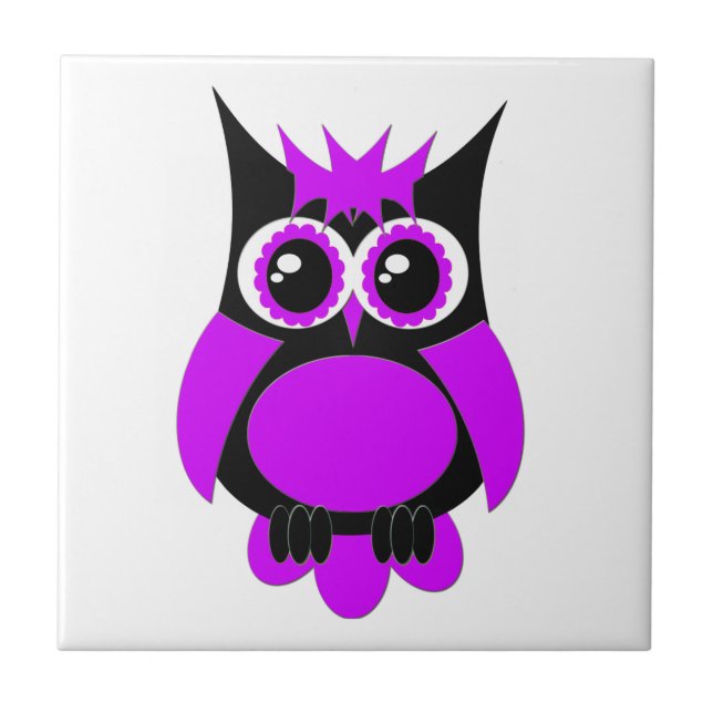 Purple Punk Owl Tile (Front)