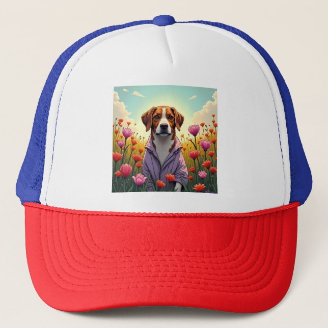 Purple pup in bloom	 trucker hat (Front)