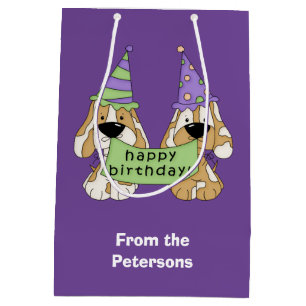 Purple Puppy Birthday Personalized Medium Gift Bag