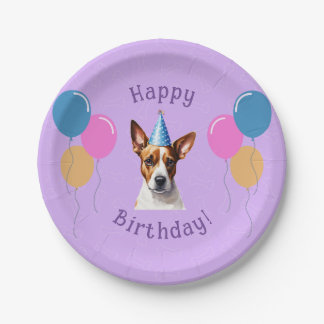 Purple Puppy Dog Birthday Paw-ty Paper Plate