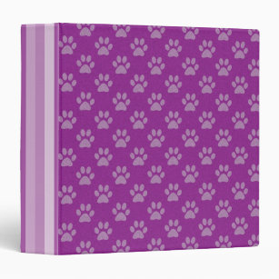 Purple puppy paw prints binder