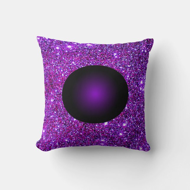 Purple Purple Sparkle Optical Illusion Art Throw Pillow (Front)