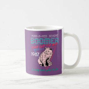 Purple   Purr-a-Mid Scheme Boomer: Anti-MLM Tabby Coffee Mug
