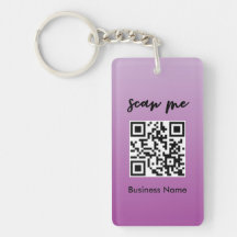 Purple QR Code Business Card Logo Keychain