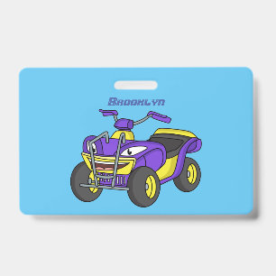 Purple Quad bike cartoon illustration Badge