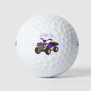 Purple Quad bike cartoon illustration Golf Balls