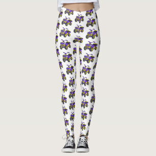 Purple Quad bike cartoon illustration Leggings