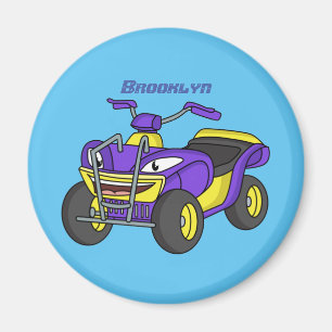 Purple Quad bike cartoon illustration Magnet