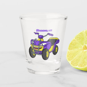 Purple Quad bike cartoon illustration Shot Glass