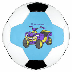 Purple Quad bike cartoon illustration Soccer Ball