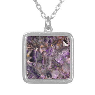 Purple quartz silver plated necklace