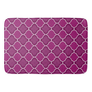 Purple Quatrefoil Geometric Pattern Pillow Bath Mat