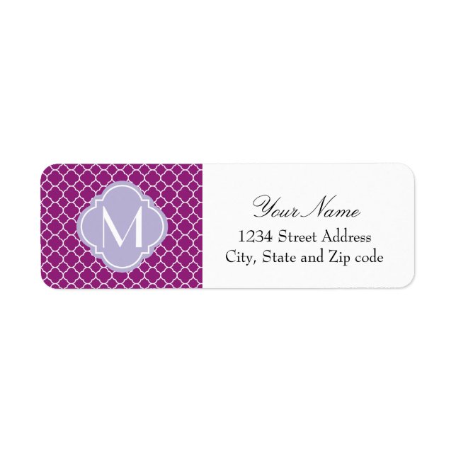 Purple Quatrefoil Pattern with Monogram (Front)