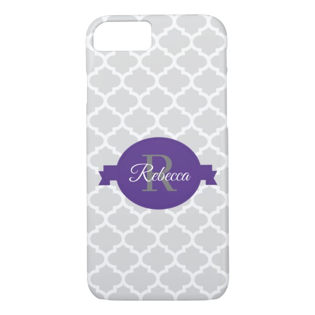 Purple Quatrefoil Personalized Case-Mate iPhone Case (Back)