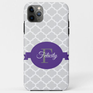 Purple Quatrefoil Personalized iPhone 11 Pro Max Case