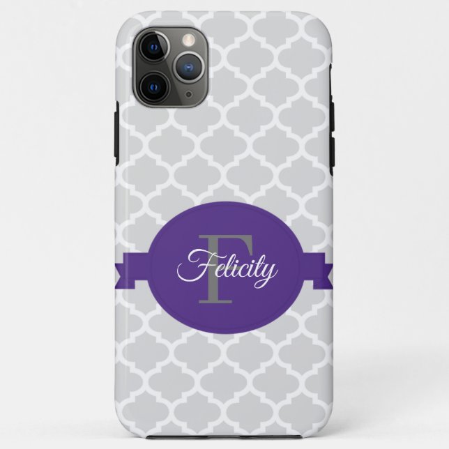 Purple Quatrefoil Personalized Case-Mate iPhone Case (Back)