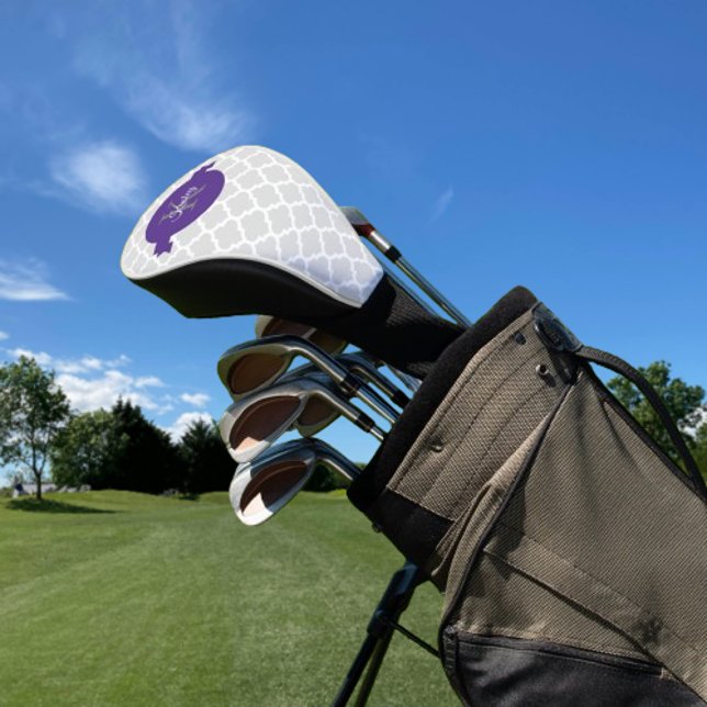 Purple Quatrefoil Personalized Golf Head Cover (Purple Quatrefoil Personalized Golf Head Cover)