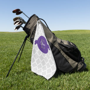 Purple Quatrefoil Personalized Golf Towel