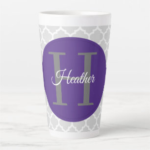 Purple Quatrefoil Personalized Latte Mug