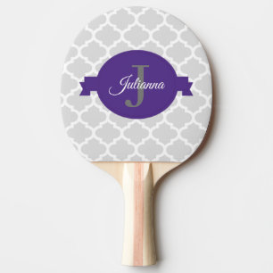 Purple Quatrefoil Personalized Ping Pong Paddle