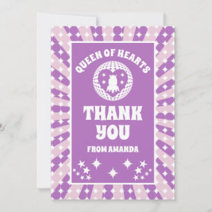 Purple Queen of Hearts Birthday Thank You Card