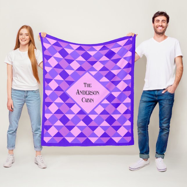 Purple Quilt Pattern Fleece Blanket (In Situ)