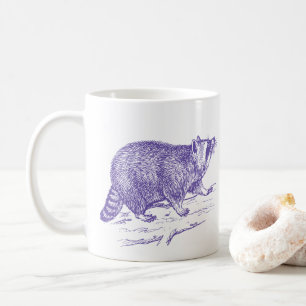 Purple Raccoon Illustration Mug