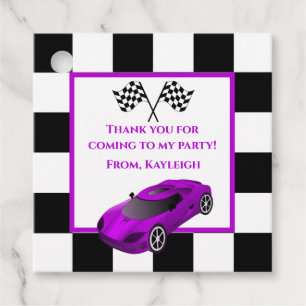 Purple Race Car   Kids Birthday Party Favour Tags