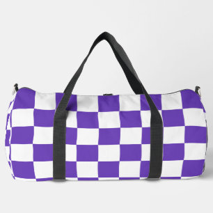 Purple Racing Chequered Flag Display Customizable Duffle Bag