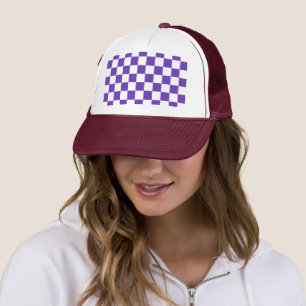 Purple Racing Chequered Flag Display Customizable Trucker Hat