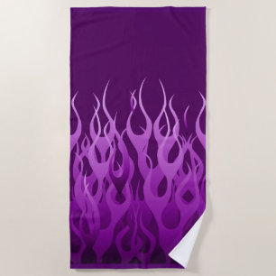 Purple Racing Flames Decor on a Beach Towel