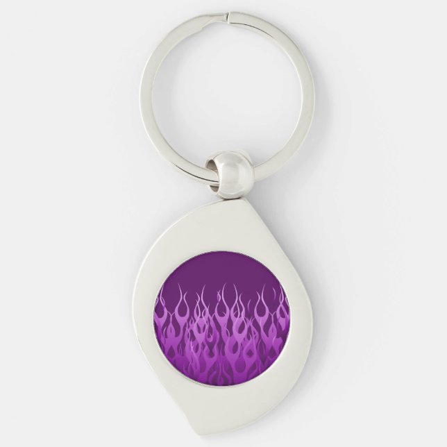 Purple Racing Flames Keychain (Front)