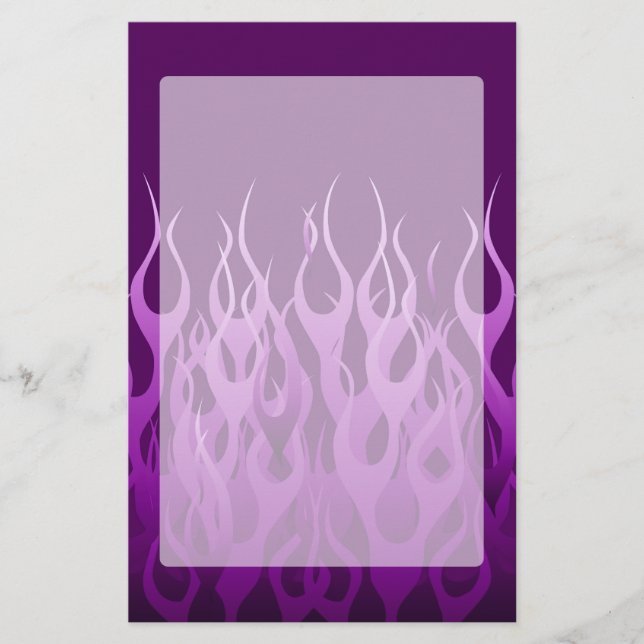 Purple Racing Flames Stationery (Front)
