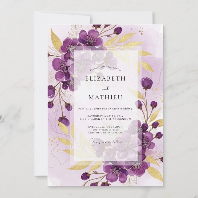 Purple Radiant Spring Wedding Invitation (Front)