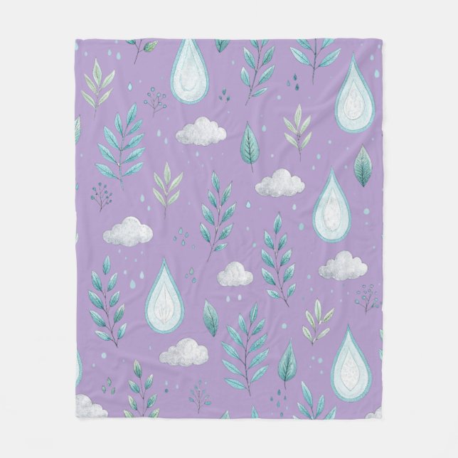 Purple Rain Cloud Cozy Fleece Blanket (Front)