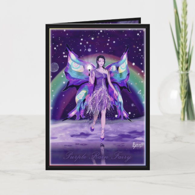 Purple rain fairy Birthday card (Front)