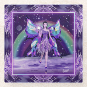 Purple rain Fairy Glass Coaster