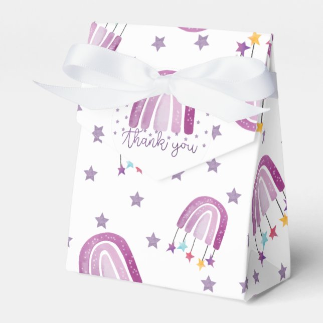 Purple Rainbow Baby Shower Thank you Favor Box (Front Side)