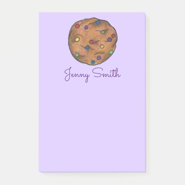 Purple Rainbow Chip Cookie Personalized Post Its Post-it Notes (Front)