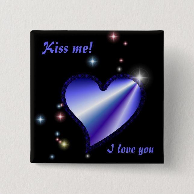 Purple Rainbow Heart with Stars 2 Inch Square Button (Front)
