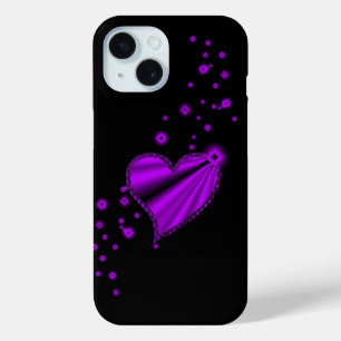 Purple Rainbow Heart with Stars iPhone 15 Case