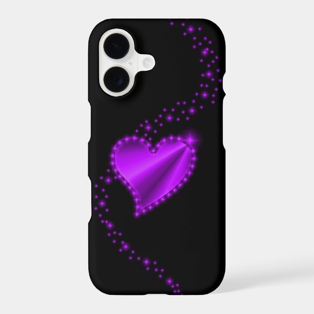 Purple Rainbow Heart with Stars iPhone Case (Back)